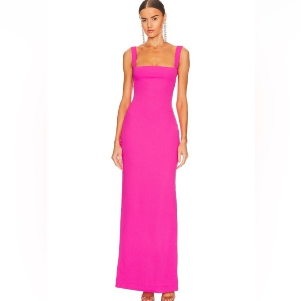 Solace London Joni Maxi Dress 2 Hot Pink Gown Square Neck Formal Prom Gala Party